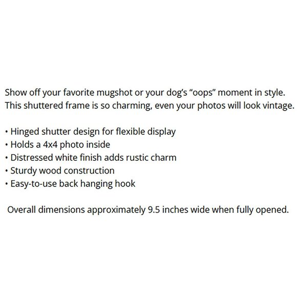 Shutter-Style Wood Picture Frame Distressed White Finish Cottage Country Rustic - Picture 7 of 7